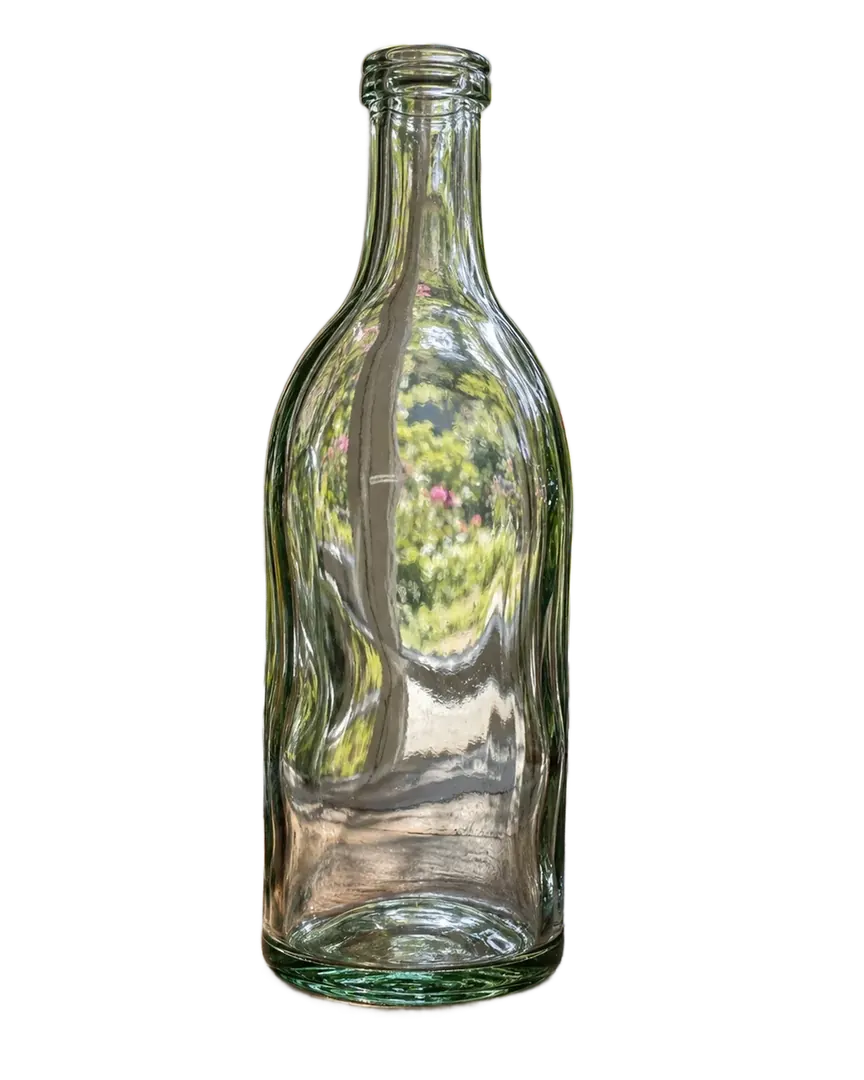 The same still with the room removed, the bottle outline clean but the garden still showing through the glass